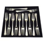 Set of twelve silver forks Hanoverian pattern by Richard Crossley London 1793 from an officers'