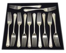 Set of twelve silver forks Hanoverian pattern by Richard Crossley London 1793 from an officers'