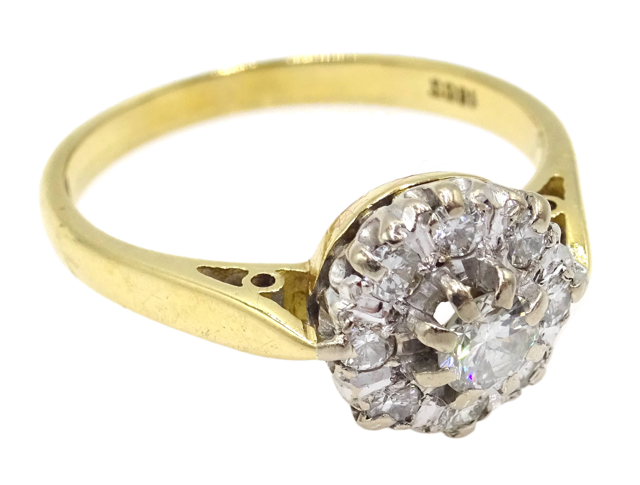 Gold diamond cluster ring, stamped 18ct Condition Report 4. - Image 2 of 3