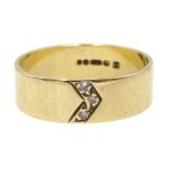 9ct gold band set with three diamonds hallmarked Condition Report 2.