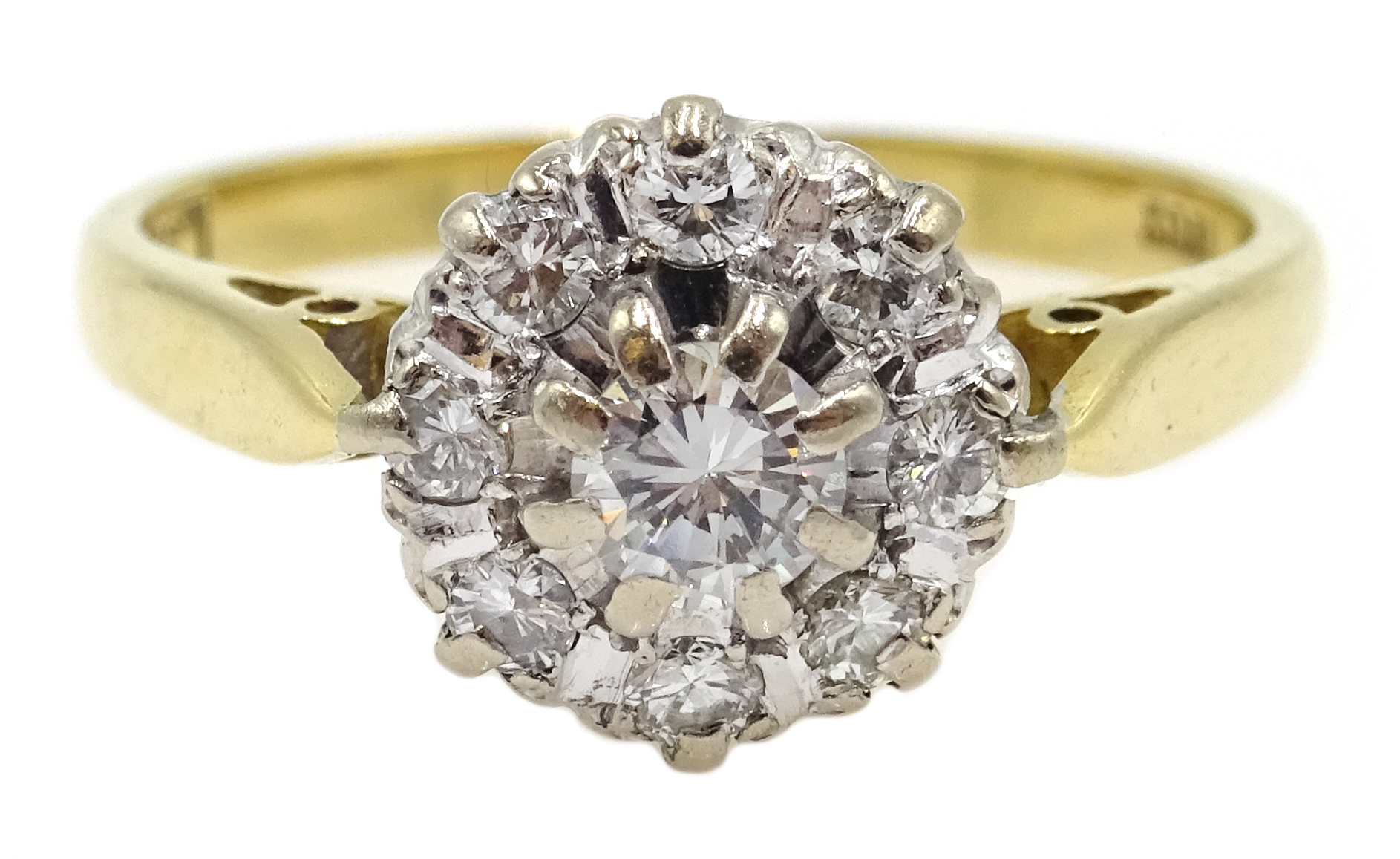 Gold diamond cluster ring, stamped 18ct Condition Report 4.