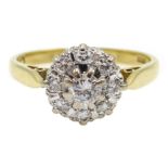 Gold diamond cluster ring, stamped 18ct Condition Report 4.