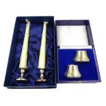 Shop stock: Pair of dwarf candlesticks with candles boxed and a pair of silver candle holders cased