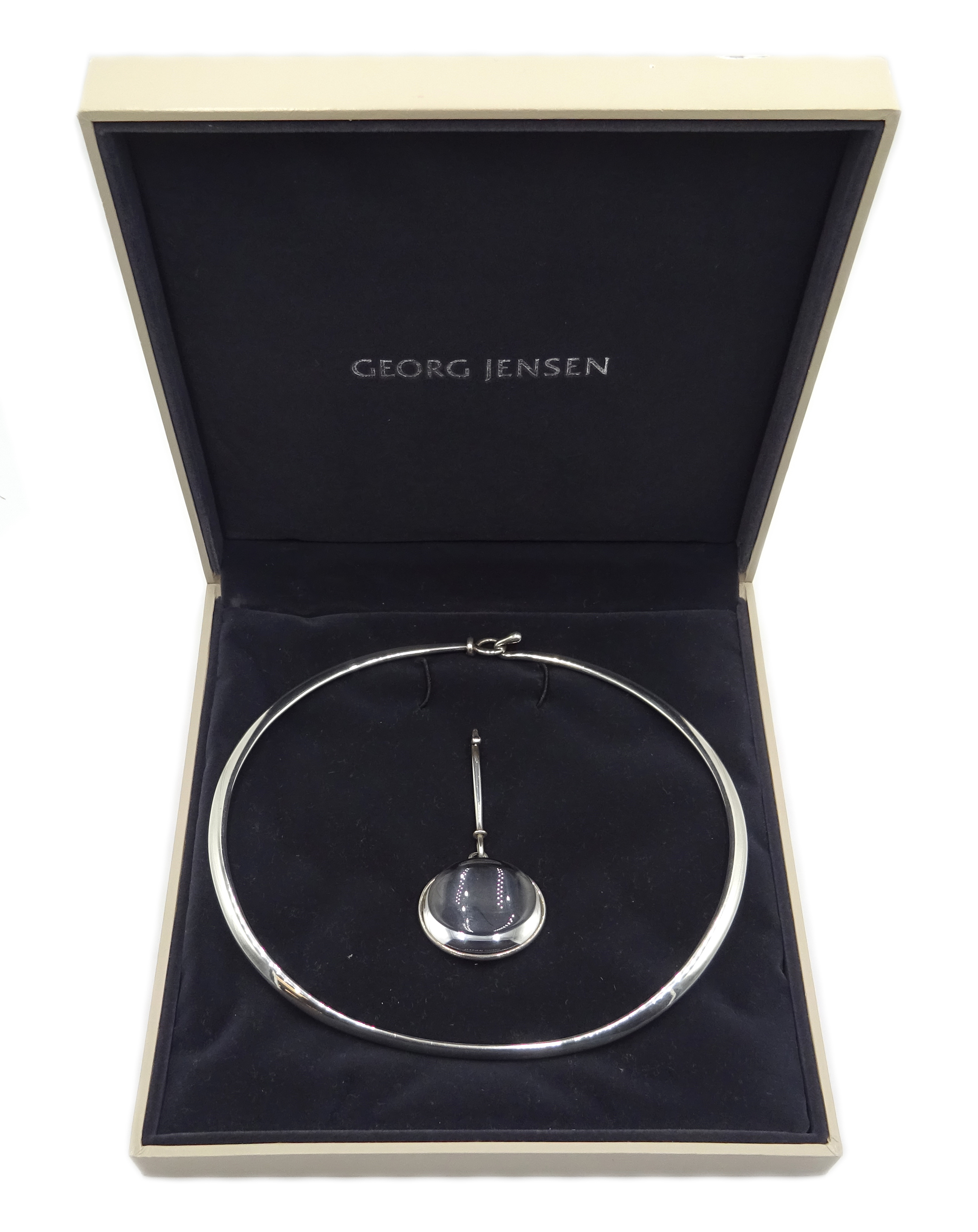 Georg Jensen silver rock crystal 'Dew Drop' pendant no. 311C on Georg Jensen necklace no. - Image 2 of 5