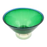Shop stock: Hallmarked silver mounted green glass pedestal bowl boxed 13.
