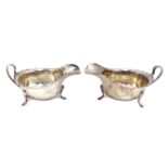 Pair of silver sauce boats by Viner's Ltd, Sheffield 1965/6, approx 6.