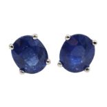 Pair of 18ct gold oval sapphire stud earrings,