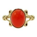 9ct gold oval cabochon carnelian ring, hallmarked Condition Report Approx 3.