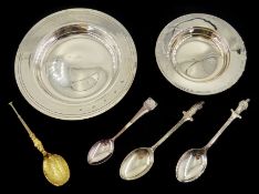 Shop stock: Silver Armada dish 13cm and a smaller dish, two anointing spoons,