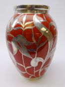 Bavarian silver overlay vase designed by Friedrich Wilhelm Spahr, stamped Spahr 1000/10,