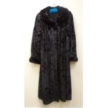 Blackglama full length dark mink coat, three hook fastenings & button, black lining,