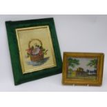 Two 19th century bead work pictures,