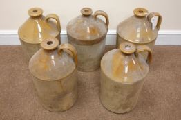 Set of five large stoneware flagons, H40cm (5) Condition Report <a href='//www.