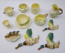 Belleek tea wares decorated in the shamrock pattern, including first period 2nd marks and later,