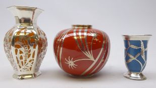 Miniature Bavarian silver overlay vase designed by Friedrich Wilhelm Spahr, H6.
