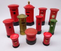 Collection of Post Box money boxes, brass, ceramic and plastic models, incl.