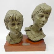 Liz Mulchinock (1958) head and shoulder macquette of two children titled Susan and David,