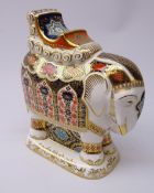 Large Royal Crown Derby Imari Elephant paperweight dated 1990, gold stopper, H21.