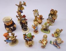 Twelve Goebel figures incl 'Apple Tree Girl' no. 141, 'Bird Duet' no.169, 'Volunteers' no.