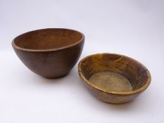 18th/ 19th century sycamore dairy bowl and another treen bowl,