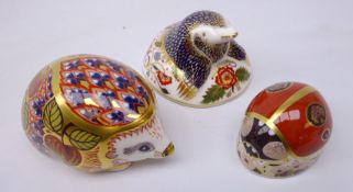Three Royal Crown Derby paperweights: Mole designed exclusively for the Royal Crown Derby