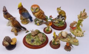 Collection of bird and animal models including Beswick Songthrush,
