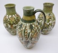 Pair Denby Glyn Colledge stoneware vases and matching jug,