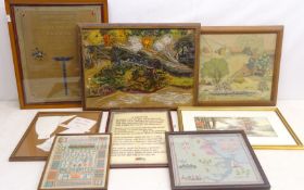 Victorian and later needlework pictures & samplers comprising 'The Honourable Emanuel Swedenborg's