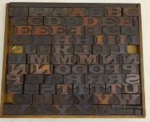 Set of 1930's/40's alphabet wooden printing blocks, A-Z with some punctuation blocks,