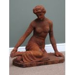 Cast iron figure of sitting lady, H70cm, L60cm Condition Report <a href='//www.