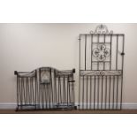 Pair wrought metal arched drive way gates, black painted finish, (W240cm,