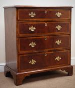 Small Early 19th century figured cross banded figured walnut, four long drawers,