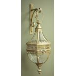 Bronze finish classical six sided glass lantern with bracket, D25cm,