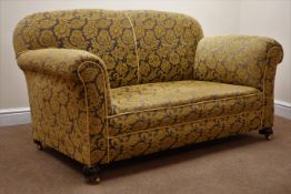 Victorian two seat drop arm sofa,