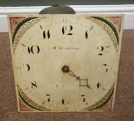 19th century 30 hour birdcage longcase clock movement with 11ion square painted dial inscribed W.