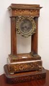 19th Century French rosewood marquetry inlaid portico clock,