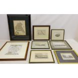 19th century maps and engravings including 'The East Riding of Yorkshire' by J.