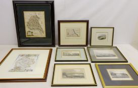 19th century maps and engravings including 'The East Riding of Yorkshire' by J.