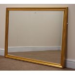 Rectangular gilt framed bevel edge mirror, W111cm,