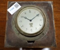 Smiths Car clock, named silvered Arabic dial stamped 113444, reeded bezel in wood surround,