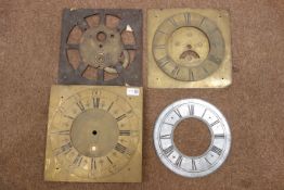Various 19th century brass clock dial parts including dials chapter rings and backplates etc (5)