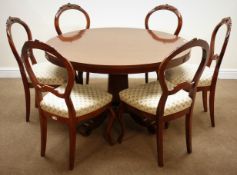 Victorian style mahogany circular tilting dining table,