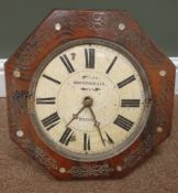 19th century wall clock, painted dial signed Shortsinger & Co Belfast in octagonal surround,