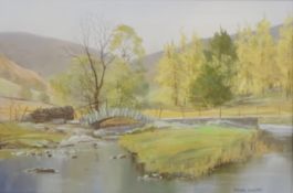 Peter Shutt (British 1926-): 'Slater's Bridge Little Langdale' pastel signed 24cm x 35cm