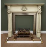 Adams style classical cream painted fire surround, detailed shell carvings,