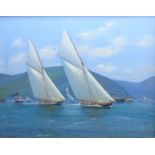 Michael J Whitehand (British 1941-): 'Britannia leading Ailsa racing in the Clyde',
