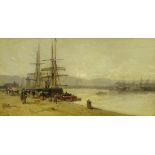 James Vivien De Fleury (British 1847-1902): Sailing Boats by the Quayside,