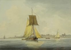 Nicholas Pocock (British 1740-1821): Sailing Boats off the Coast,