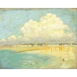 British Impressionist School (Early 20th century): Figures on the Beach, oil on panel unsigned 21.