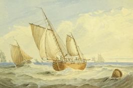 Samuel Owen (British 1768-1857): Sailing Vessels in Choppy Seas,
